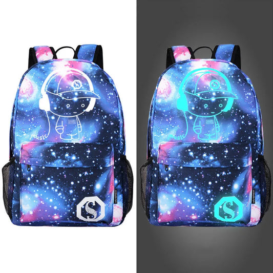 Luminous Anti-Theft Backpack – USB Charging Canvas Laptop Bag