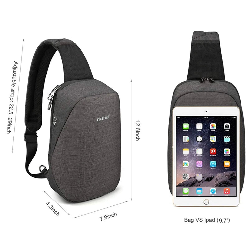 Casual Splashproof Chest Bag – 9.7 Inch iPad Shoulder Sling Bag