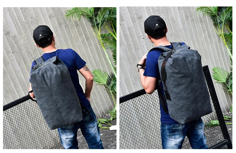 Large Men’s Canvas Travel Backpack – Mountaineering Army Shoulder Bag