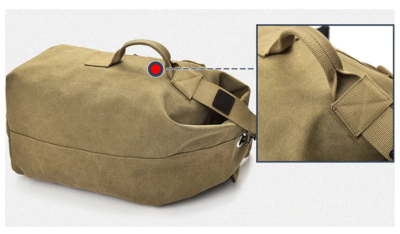 Large Men’s Canvas Travel Backpack – Mountaineering Army Shoulder Bag