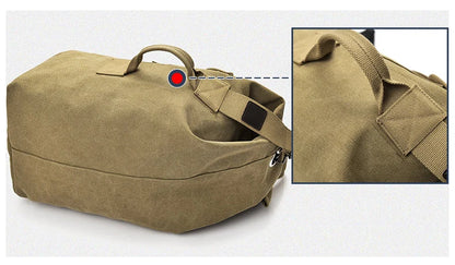 Large Men’s Canvas Travel Backpack – Mountaineering Army Shoulder Bag