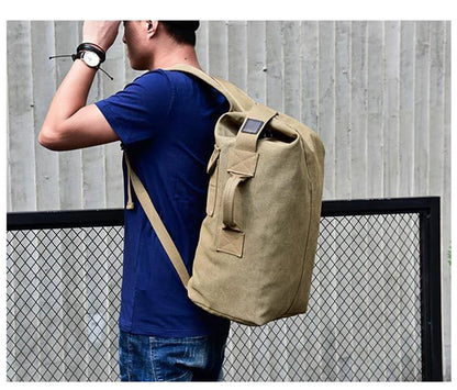 Large Men’s Canvas Travel Backpack – Mountaineering Army Shoulder Bag