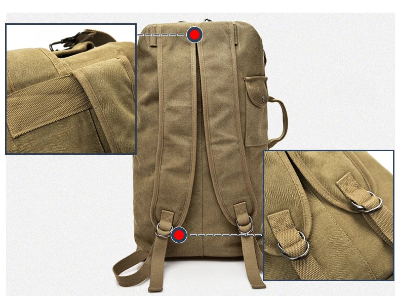 Large Men’s Canvas Travel Backpack – Mountaineering Army Shoulder Bag