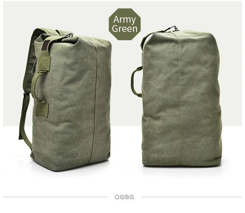 Large Men’s Canvas Travel Backpack – Mountaineering Army Shoulder Bag