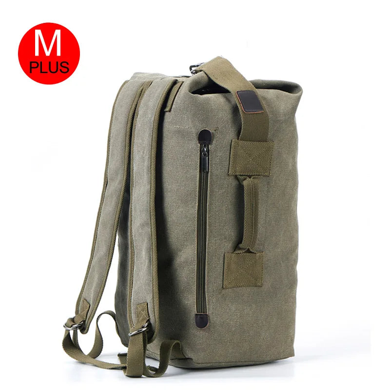 Large Men’s Canvas Travel Backpack – Mountaineering Army Shoulder Bag