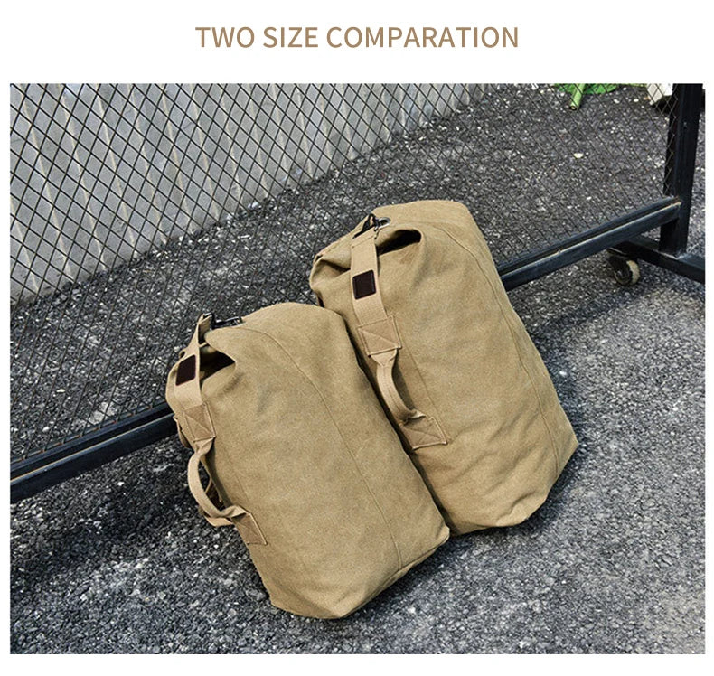 Large Men’s Canvas Travel Backpack – Mountaineering Army Shoulder Bag