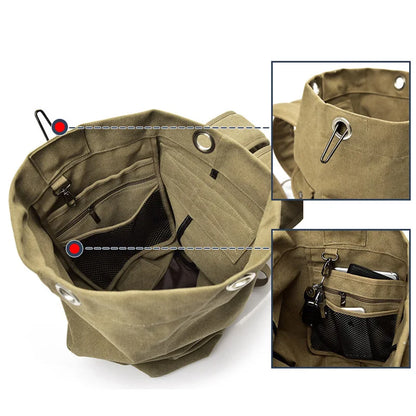 Large Men’s Canvas Travel Backpack – Mountaineering Army Shoulder Bag