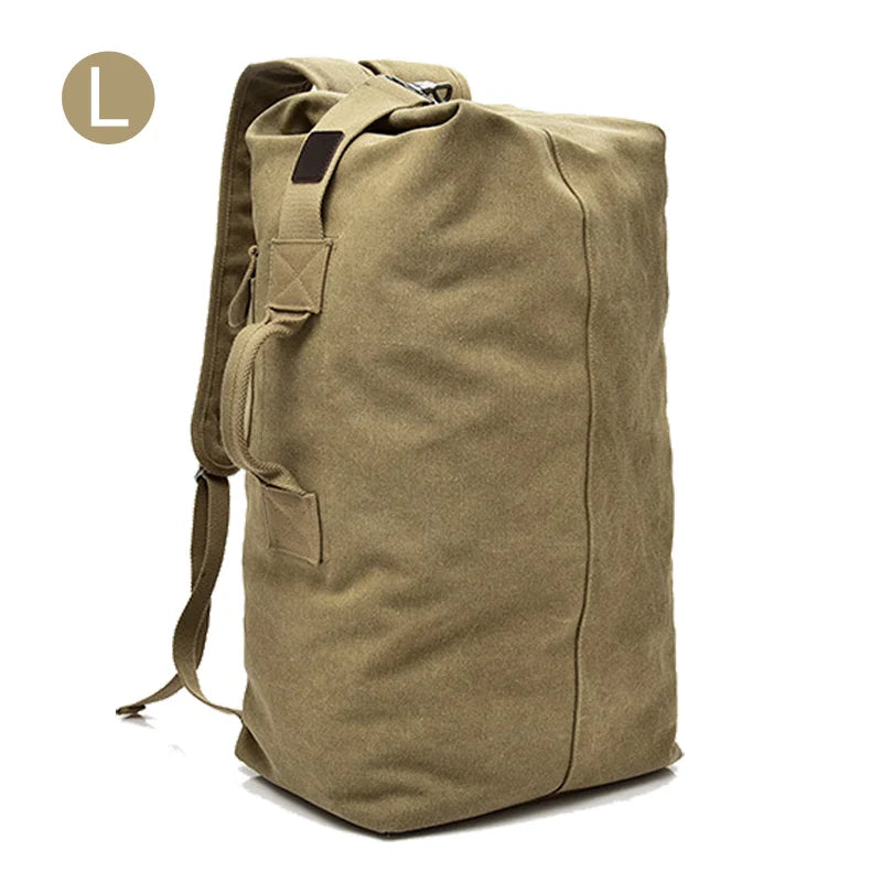 Large Men’s Canvas Travel Backpack – Mountaineering Army Shoulder Bag