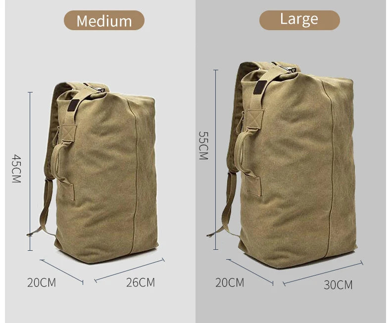 Large Men’s Canvas Travel Backpack – Mountaineering Army Shoulder Bag