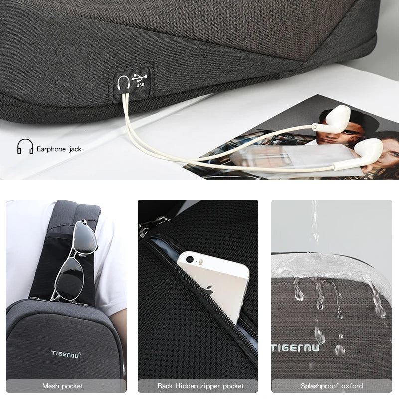 Casual Splashproof Chest Bag – 9.7 Inch iPad Shoulder Sling Bag