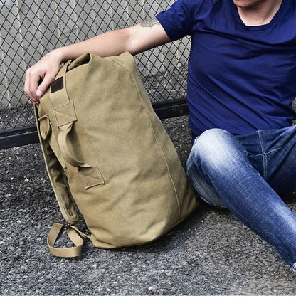 Large Men’s Canvas Travel Backpack – Mountaineering Army Shoulder Bag
