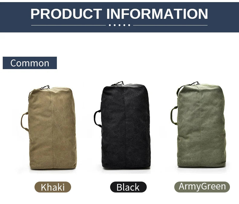 Large Men’s Canvas Travel Backpack – Mountaineering Army Shoulder Bag