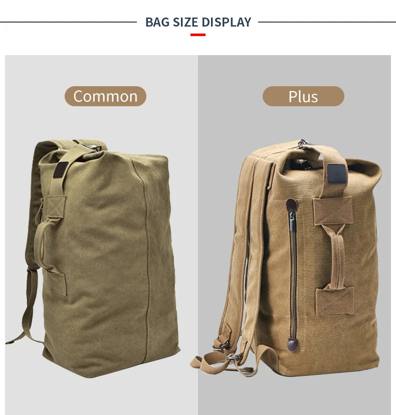 Large Men’s Canvas Travel Backpack – Mountaineering Army Shoulder Bag