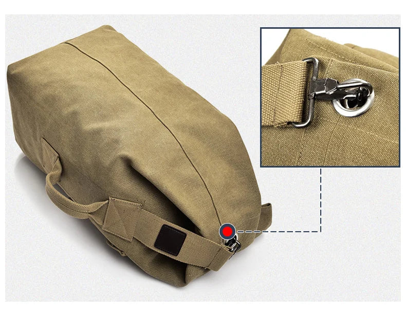 Large Men’s Canvas Travel Backpack – Mountaineering Army Shoulder Bag