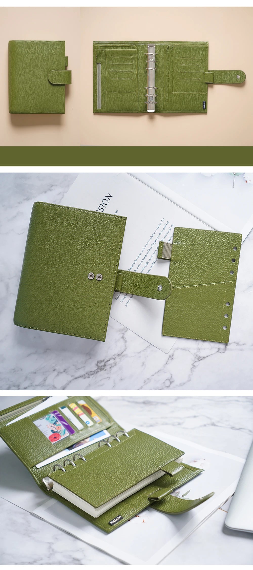Personal Size Planner – 30mm Rings, Genuine Pebbled Grain Leather
