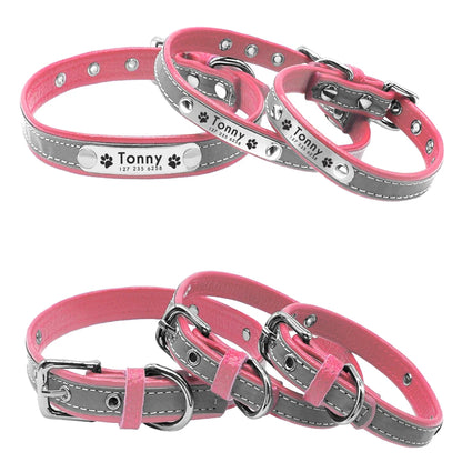 Custom Leather Pet Collar – Engraved Rhinestone Dog Collar