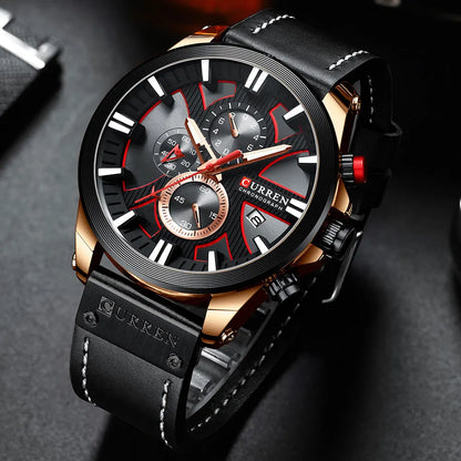 Chronograph Sport Men’s Quartz Watch – Leather Strap Fashion Gift