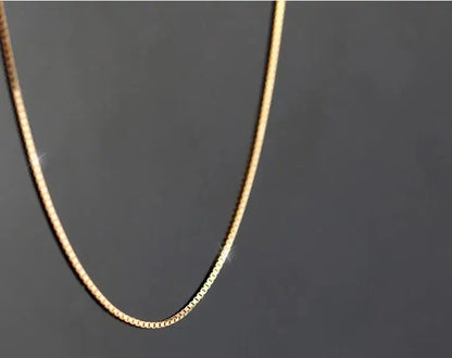 925 Sterling Silver Rose Gold Box Chain Necklace – Short & Stylish
