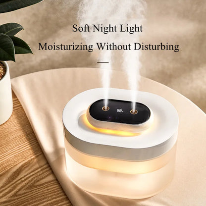 1L Double Nozzle LED Air Humidifier – Rechargeable Ultrasonic Diffuser