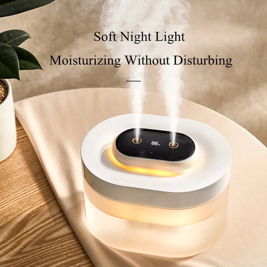 1L Double Nozzle LED Air Humidifier – Rechargeable Ultrasonic Diffuser
