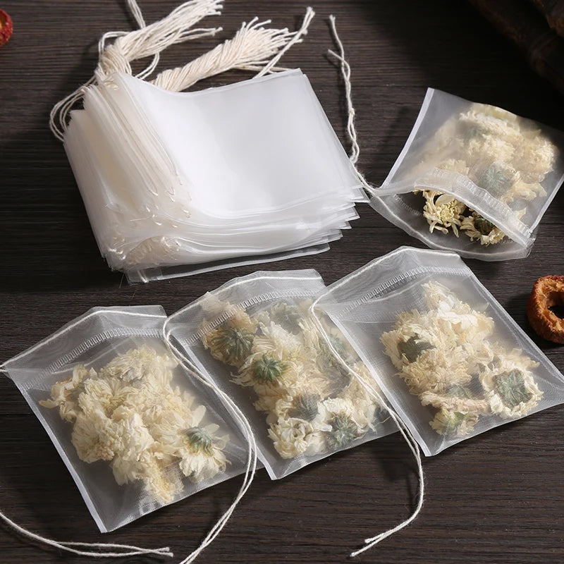 100 Pcs Disposable Tea Bags – Food Grade Non-Woven Infuser Bags