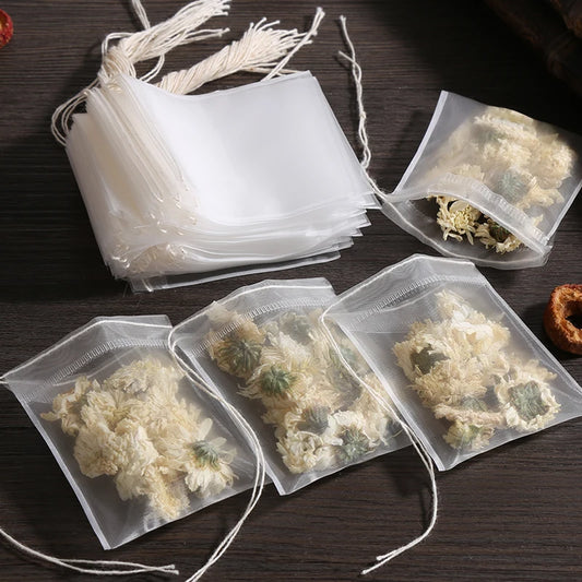 100 Pcs Disposable Tea Bags – Food Grade Non-Woven Infuser Bags