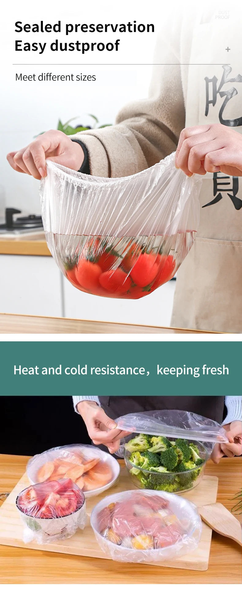 Elastic Food Covers for Bowls – Reusable Plastic Wrap Lids