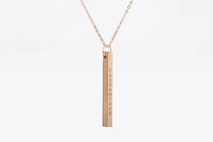 Custom Engraved 3D Name Bar Necklace – Stainless Steel Jewelry