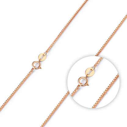925 Sterling Silver Rose Gold Box Chain Necklace – Short & Stylish