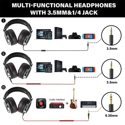 Professional Wired DJ Headphones – Over Ear with Mic & Hi-Res Audio