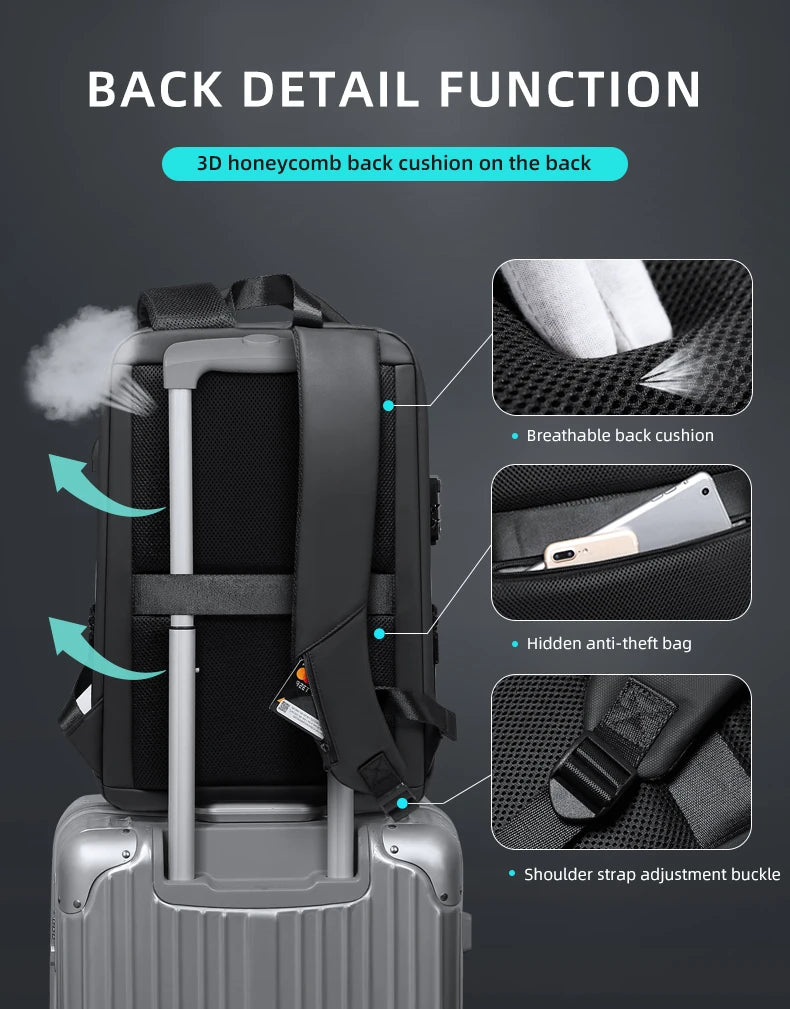 Cartmela Fenruien Laptop Backpack | Waterproof Travel Bag with USB Charging