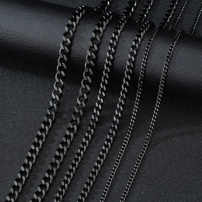 Basic Punk Stainless Steel Curb Cuban Necklaces – Black & Gold