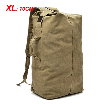 Large Men’s Canvas Travel Backpack – Mountaineering Army Shoulder Bag