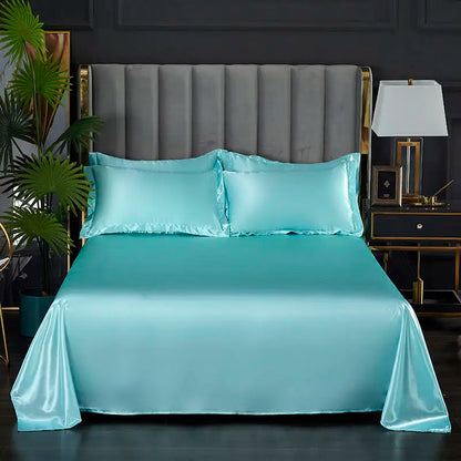 Summer Ice Cool Satin Smooth Flat Bed Sheet – Double Bedding