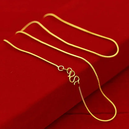 Yellow Gold Plated Wave Chain Necklace – 45cm Snake, Box, O Links