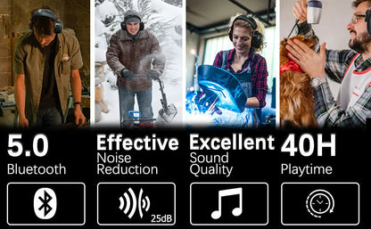 Bluetooth 5.0 Earmuffs – Noise Reduction Safety Headphones