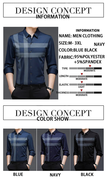 Men’s Striped Vintage Shirt – Long Sleeve Spring/Autumn Casual Top