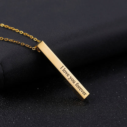 Custom Engraved 3D Name Bar Necklace – Stainless Steel Jewelry