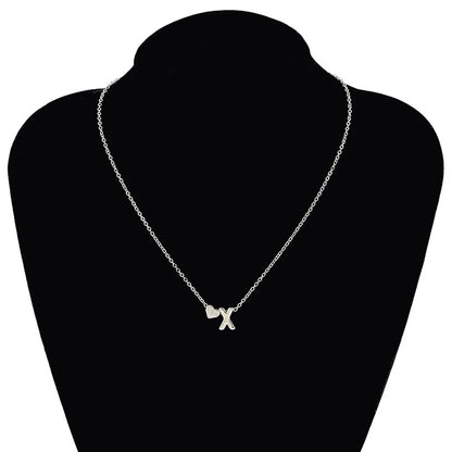 Dainty Initial Necklace with Tiny Heart – Gold & Silver Choker