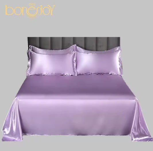 Bonenjoy Ice Cool Satin Flat Bed Sheet for Summer, No Pillowcase