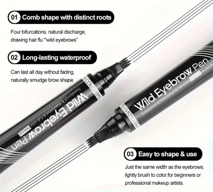 Waterproof 4-Tip Eyebrow Pen for Natural-Looking Defined Brows