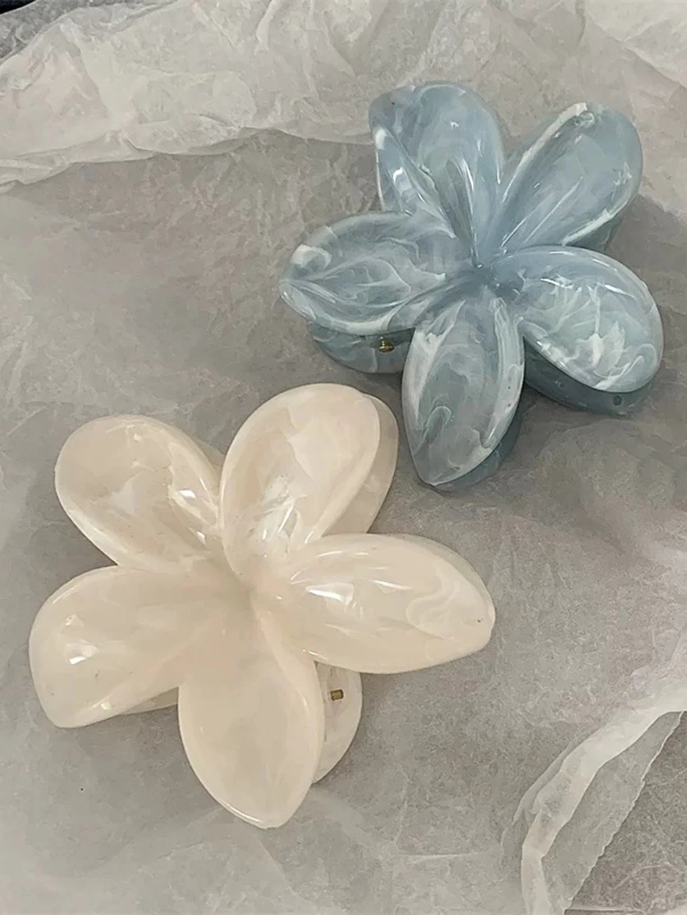2 Pcs Marble Flower Hair Claw Clips – Cute Beach Hair Accessories