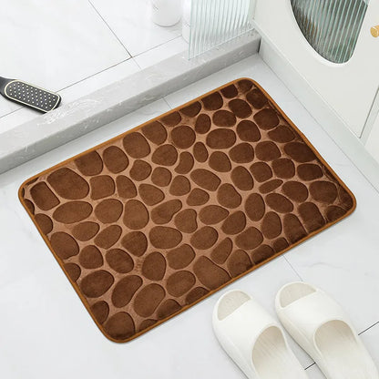 Anti-Slip Cobblestone Bathroom Floor Mat – Water Absorbent Rug
