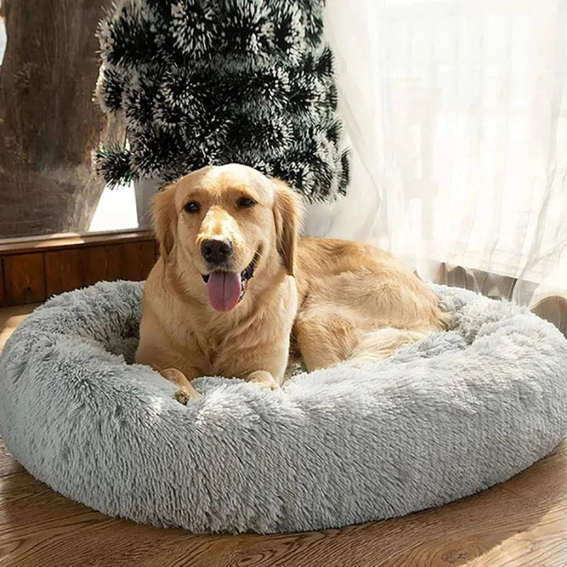 Round Cat Bed House - Soft Plush Cushion Bed for Dogs & Cats, Pet Sleeping Sofa