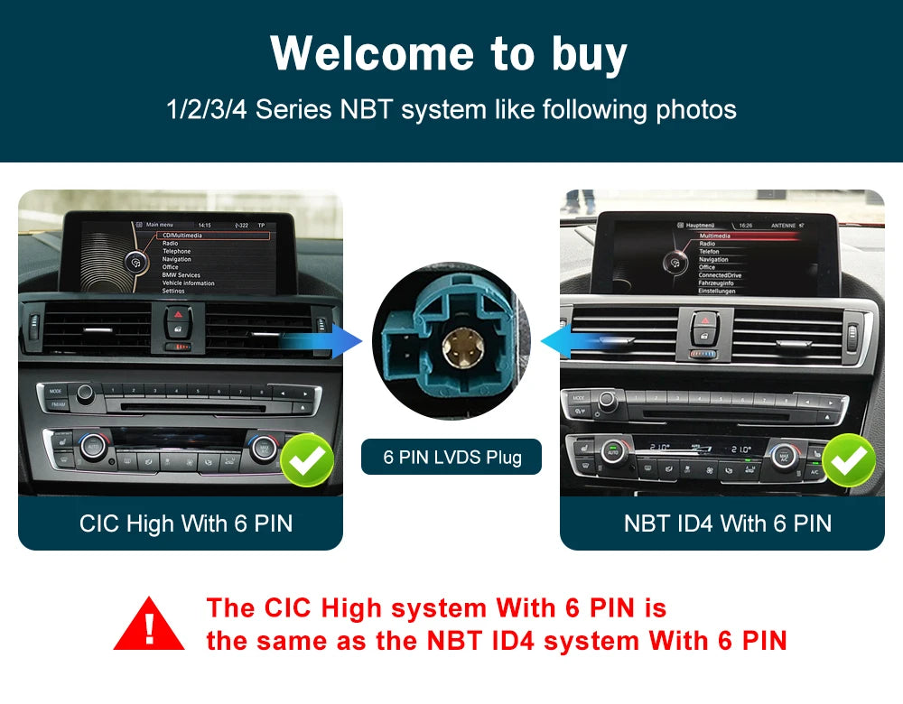 شاشة CarPlay لاسلكية مقاس 10.25 بوصة/12.3 بوصة لسيارات BMW الفئة الأولى إلى الرابعة (F20-F33)
