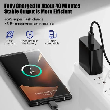 PD 45W USB-C Wall Charger – Fast Adapter for Samsung & iPhone 15