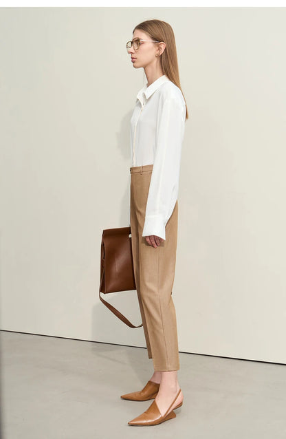 Women’s Straight Casual Pants – Summer Elastic Waist Office Wear