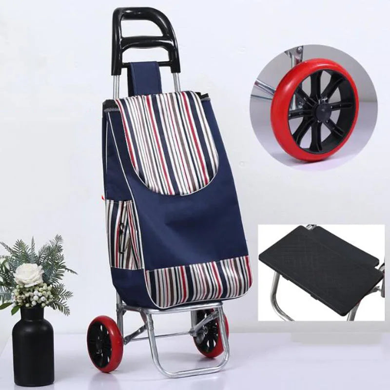 Folding Grocery Cart–Lightweight Aluminum Trolley with Climbing Wheels