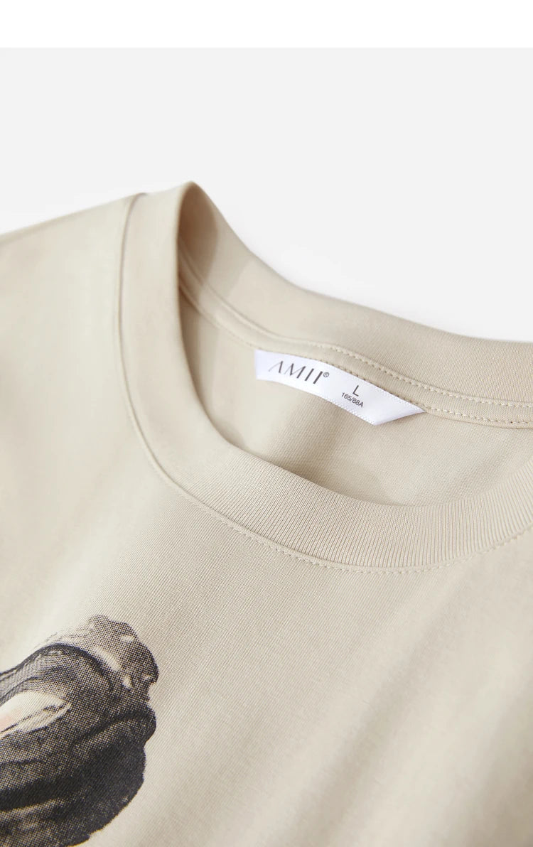 Women’s Summer Ink Art Print T-Shirt – Loose O-Neck Cotton Tee