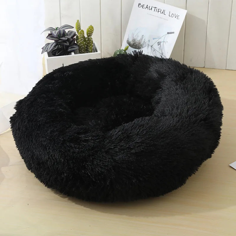 Round Cat Bed House - Soft Plush Cushion Bed for Dogs & Cats, Pet Sleeping Sofa